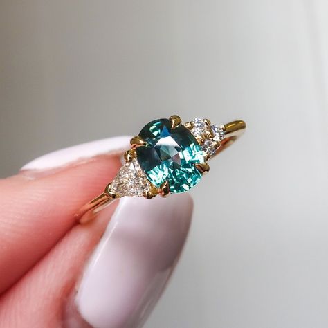 Custom - 1.11 Cts Oval Teal Sapphire Engagement Ring - Nolan and Vada Teal Engagement Ring, Sapphire Engagement Ring Oval, Teal Sapphire Ring, Oval Sapphire Engagement Ring, Engagement Ring Oval Cut, Jewelry Design Studio, Montana Sapphire Ring, Ethical Engagement Ring, Green Sapphire Ring