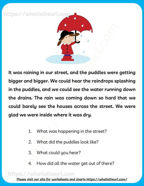 This reading comprehension is for kids in Grade 2 and Grade 3.  The concepts are Rain, Wind, Mother Tree and The Four Bears.Please download the PDF Wind and Rain – Reading Comprehension Passages for Grade 2 or 3 Comprehension For Grade 1, Mother Tree, 10 Sentences, Picture Comprehension, English Short Stories, Reading Comprehension Lessons, English For Beginners, Short Stories For Kids, Reading Comprehension Passages