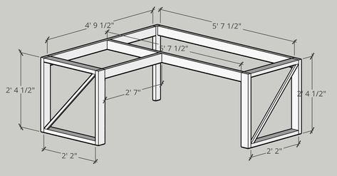 L Shaped Cricut Desk, Simple L Shaped Desk Diy, L Shaped Desk Dimensions, How To Make An L Shaped Desk, Desk Blueprints Diy, Building L Shaped Desk, Diy L Desk Ideas, How To Build An L Shaped Desk, Diy Gaming Desk Plans