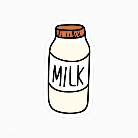 Bottle of milk isolated on background vector | premium image by rawpixel.com / sasi Milk Drawing, Milk Cartoon, Watermelon Cartoon, Bottle Of Milk, Food Typography, Bottle Drawing, Cartoon Food, Cute Food Drawings, Free Hand Drawing