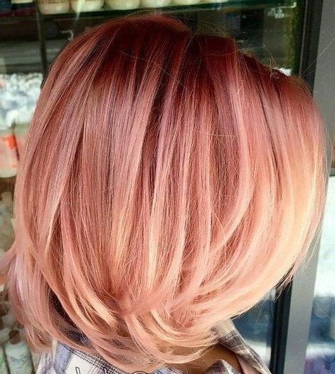 Red Purple Hair Color Highlights, Strawberry Blond And Pink Hair, Bob Hair Color, Gold Hair Colors, Hair Color Rose Gold, Peach Hair, Makijaż Smokey Eye, Work Hairstyles, Rose Gold Hair