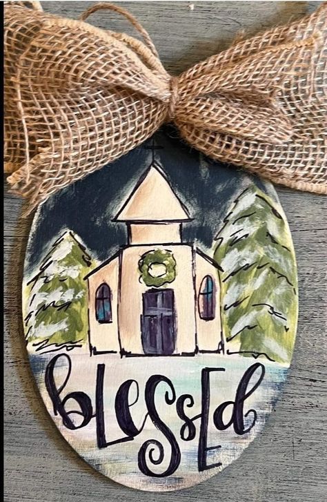 Handpainted Christmas Ornament, Painted Wood Slice Ornaments, Christ Centered Christmas, Wood Slice Ornaments, Painted Ornament, Christmas Craft Fair, Christmas Ornament Ideas, Painted Christmas Ornaments, Ornaments To Make