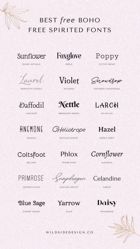 free fonts aesthetic Wellness Moodboard, Romantic Website Design, Brow Room, Bohemian Graphic Design, Bohemian Font, Best Free Script Fonts, Aesthetic Journaling, Boho Fonts, Business Fonts