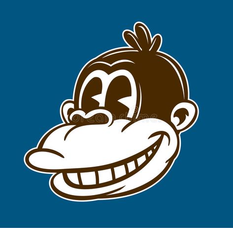 Vintage toons cartoon smiling monkey face vector illustration vector illustration Monkey Character, 1930s Cartoons, Monkey Drawing, Monkey Illustration, Monkey Logo, Cartoon Monkey, Monkey Face, Retro Cartoon, Graphic Poster Art