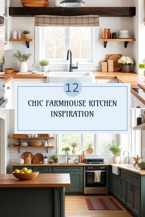 Are you dreaming of the perfect farmhouse kitchen? Discover 12 chic ideas that will inspire your cooking space! From stunning open shelving to rustic finishes and charming farmhouse-style hardware, these tips help you create a warm and inviting kitchen atmosphere. You’ll learn about functional layouts, stylish color palettes, and decor touches that echo vintage farmhouse charm. Perfect for anyone aiming to transform their culinary haven into a cozy, country-style kitchen retreat. Let your kitchen tell a beautiful story with these design inspirations! Kitchen Sink No Window Ideas, Kitchen Sink Wall Decor, Sink Wall Decor, Kitchen Sink No Window, Sink No Window, Chic Farmhouse Kitchen, Kitchen Sink Wall, Farmhouse Chic Kitchen, Farmhouse Kitchen Inspiration