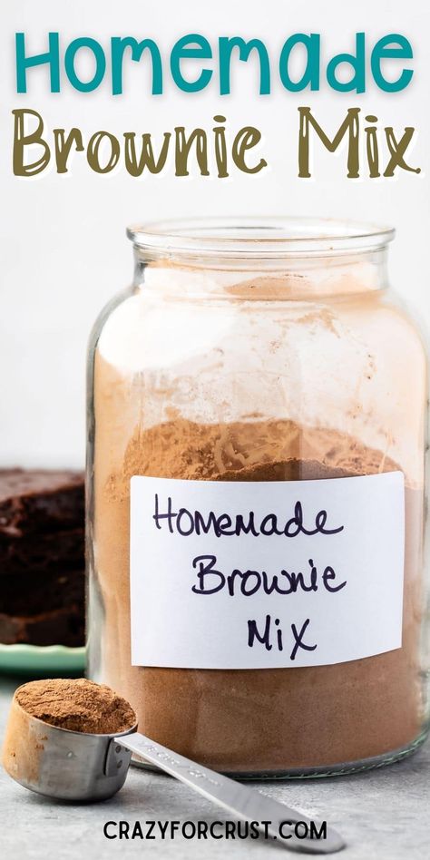 How to make HOMEMADE BROWNIE MIX! Plus: how to make small batch brownies, a medium size, large or THICK large brownies with oil options! Cheesecake Strawberries, Brownie Mix Recipes, Homemade Brownie Mix, Baking Mix Recipes, Homemade Brownies Easy, Homemade Brownie, Homemade Dry Mixes, Dry Mixes, Homemade Snickers