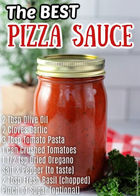 Best Pizza Sauce Recipe, Canning Pizza Sauce, Best Pizza Sauce, Make Pizza Sauce, Delicious Pizza Recipes, Best Homemade Pizza, Homemade Sauce Recipes, Pizza Sauce Recipe, Easy Homemade Pizza