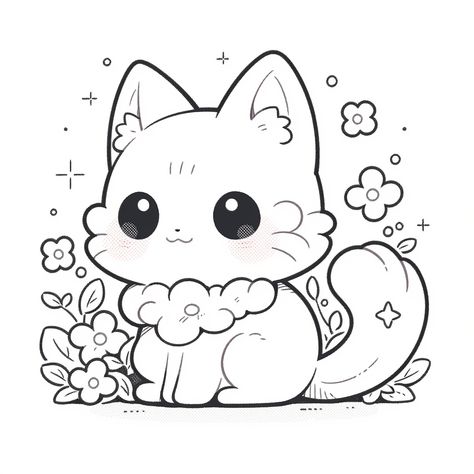 Gato kawaii para colorear chibi. Imagen bajo licencia CC BY-NC 4.0. ©2023 por Javier Origin. #kawaii #colorear #coloringpage #gatokawaii Wallpaper Gatos, Cat Themed Birthday Party, Chat Kawaii, Drawing Lessons For Kids, Chibi Cat, Kitty Coloring, Doodle Art Journals, Coloring Pages Free Printable, Cat Coloring Page