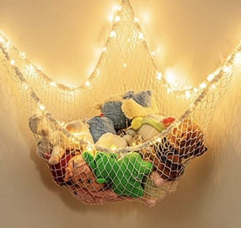 Hanging Toy Storage, Stuffed Animal Net, Stuffed Animal Hammock, Toy Net, Toy Hammock, Doll Storage, Room Redesign, Light Hanging, Room White