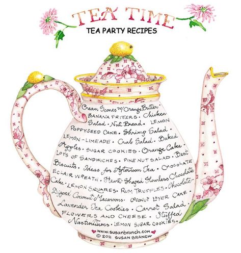 SUSAN BRANCH (@dearsusanbranch) | Twitter Tea Party Recipes, Susan Branch Blog, Books And Tea, Susan Branch, Tea Quotes, Branch Art, Tea Party Food, Cuppa Tea, Decoupage Vintage