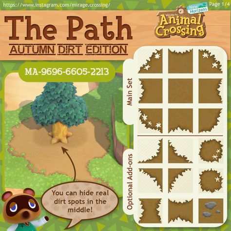 The Path has now been recolored to match regular dirt in autumn! - Imgur Flower Path, Cottagecore Animal Crossing, Acnh Cottagecore, Animal Crossing 3ds, Animal Crossing Funny, Ac New Leaf, Animal Crossing Guide, Coloring Images, Animal Crossing Wild World