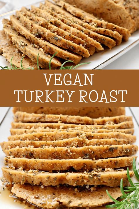 Vegan Turkey Roast ~ Enjoy traditional holiday flavors with this perfectly seasoned and savory plant-based seitan roast. via @thiswifecooks Beans Cannellini, Vegan Turkey, Holiday Recipes Thanksgiving, Turkey Meat Recipes, Roast Turkey Recipes, Tahini Paste, Soy Free Vegan, Chicken Bouillon, Vegan Chicken