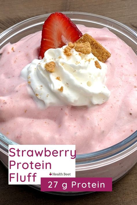 Desserts With Cool Whip, High Protein Dessert, Protein Fluff, Protein Dessert, Low Carb High Protein, Strawberry Protein, Protein Baking, Bariatric Friendly Recipes, High Protein Desserts