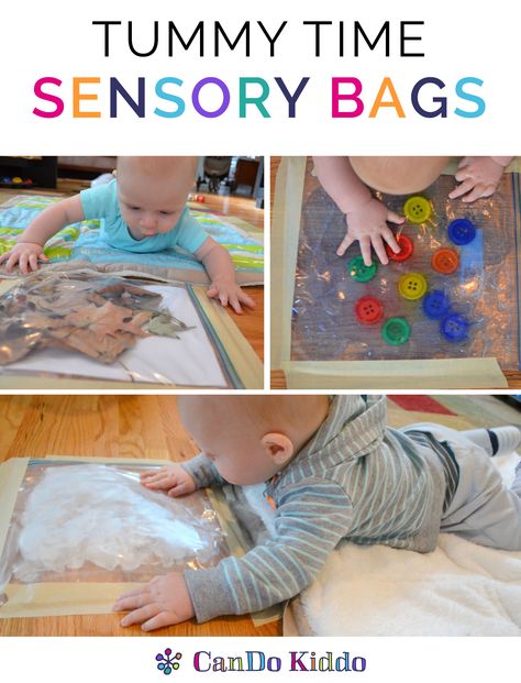 Baby sensory play and baby learning play to make Tummy Time fun! Learn to make simple sensory bags for babies to do more Tummy Time. Tummy Time Sensory, Sensory Projects, Baby Zintuiglijk, Infant Classroom, Sensory Bags, Baby Sensory Play, Itty Bitty Baby, Baby Play Activities, Baby Activity