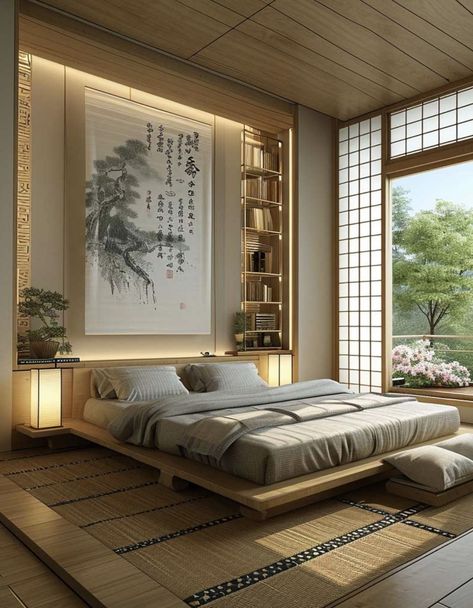 Japanese Bedrooms, Traditional Japanese Bedroom, Modern Japanese Bedroom, Japanese Style Bedroom, Japandi Bedroom, Japanese Bedroom, Japandi Home, Japanese Style House, Japandi Interior