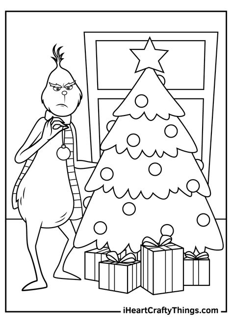 Immagini Grinch, Grinch Printable, O Grinch, Grinch Drawing, Grinch Coloring Pages, Christmas Coloring Sheets, Printable Christmas Coloring Pages, Christmas Tree Coloring Page, Coloring Page Ideas