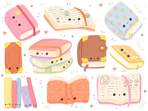 Kawaii Book, Books Clipart, Book Drawings, Book Clip Art, Kawaii Clipart, Graphic Book, Art Kawaii, Cartoon Books, Printable Books