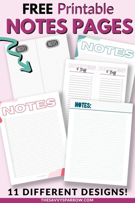 Need printable notes paper with lines or dot grid notes templates? Check out these free printable notes pages that are perfect for adding to your planner or keeping on your fridge to jot down notes or things to remember! Choose from 11 different printable notes templates include dot grid paper, lined note paper, half sheet notes pages, etc. No email sign up needed! Note Pages Printable Free, Note Paper Printable, Free Printable Note Paper, Free Printable Notes Page, Notepad Design Free Printable, Planner Notes Pages Ideas, Notes Page Template, Notes Printable, Notes Paper