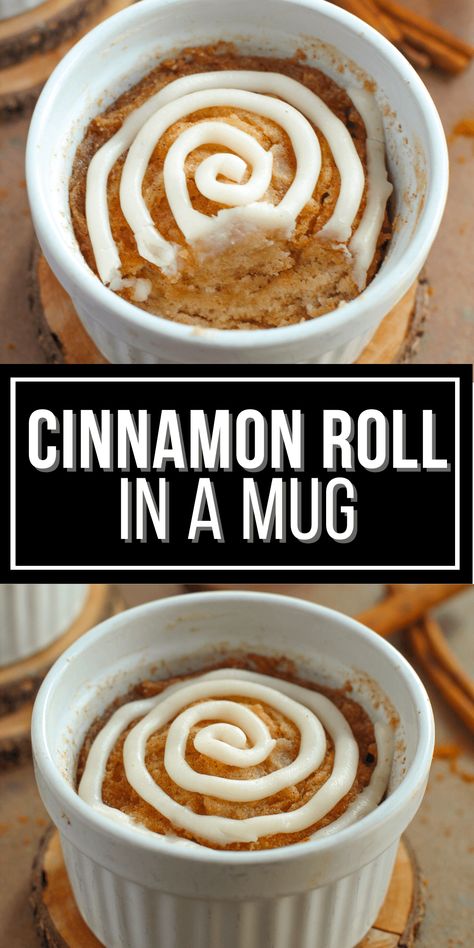 Late Night Sweet Tooth, Easy Late Night Sweet Treats, Cinnamon Roll Mug Cake Microwave, Cinnamon Roll In A Mug Recipes, Easy Late Night Desserts, Late Night Sweet Snacks, Cinnamon Bun Mug Cake, Cinnamon Rolls In A Mug, Easy Late Night Snacks