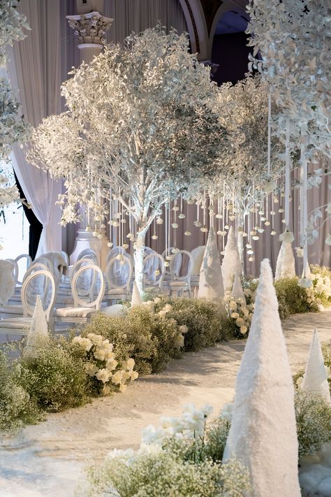 All in the Details Luxury Wedding Hall, Hall Decoration Ideas, Winter Wedding Ceremony, Wedding Church Decor, Hall Decoration, Wedding Setup, Dream Wedding Reception, Forest Theme Wedding, Floral Installations