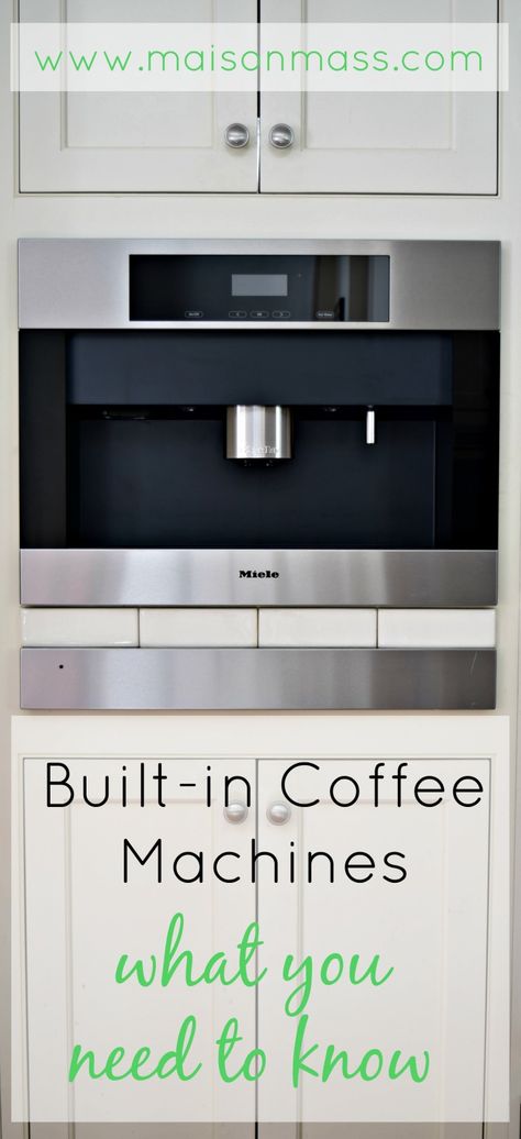 If you are a coffee junkie, built-in coffee machines might be the next dream appliance for your kitchen. Find out what you need to know before you buy. Wolf Built In Coffee Maker, Coffee Bar Machine, Built In Espresso Machine Kitchen, Miele Coffee Machine Built Ins, Built In Espresso Machine, Small Gallery Kitchen, Built In Coffee Machine, Butlers Pantry Ideas Layout, Built In Coffee Bar