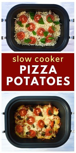 Pizza Potatoes, Slow Cooker Pizza, Crock Pot Pizza, Vegan Crockpot Recipes, Garlic Bread Pizza, Vegan Slow Cooker Recipes, Vegan Crockpot, Slow Cooker Potatoes, Vegan Slow Cooker