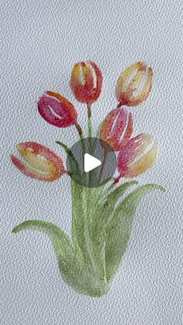 Louise || Aquarelle et dessin on Instagram: "💐 Bouquet de tulipes à l’aquarelle 💐  Je te montre comment réaliser facilement des tulipes à l’aquarelle 👆🏻  #aquarelle #aquarelledebutant #art #tuto #tulips #fleurs #facile" Tulips, On Instagram, Instagram, Art