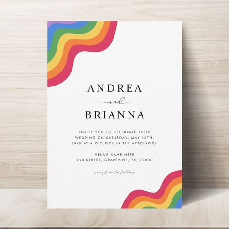 Rainbow LGBTQ Gay QR Code Pride All in One Wedding Invitation Lgbtq Wedding Invitation, Gay Wedding Invitations, Stylish Wedding Invitation, Rainbow Wedding, Wedding 2025, Lgbtq Wedding, Gay Wedding, Online Wedding, Graduation Invitations