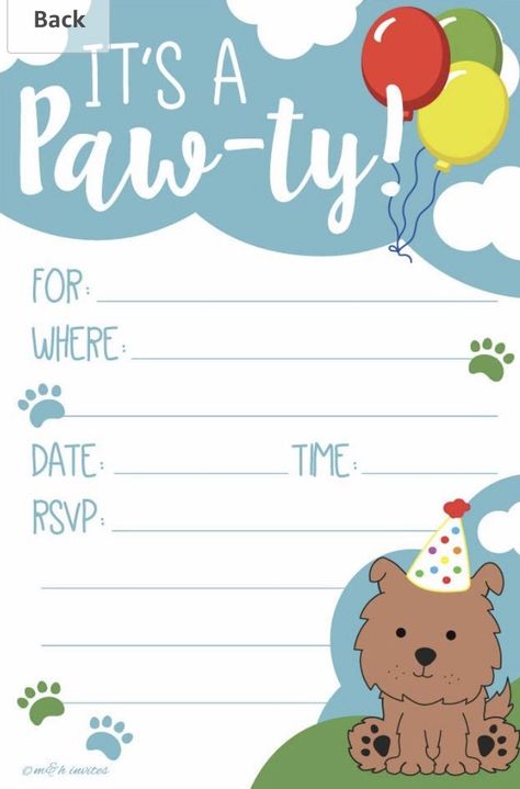 Puppy Birthday Party Invitations, Puppy Invitations, Puppy Birthday Party, Bowling Party Invitations, Dog Birthday Invitations, Dinosaur Party Invitations, Dog Themed Birthday Party, Puppy Birthday Parties, Princess Birthday Invitations