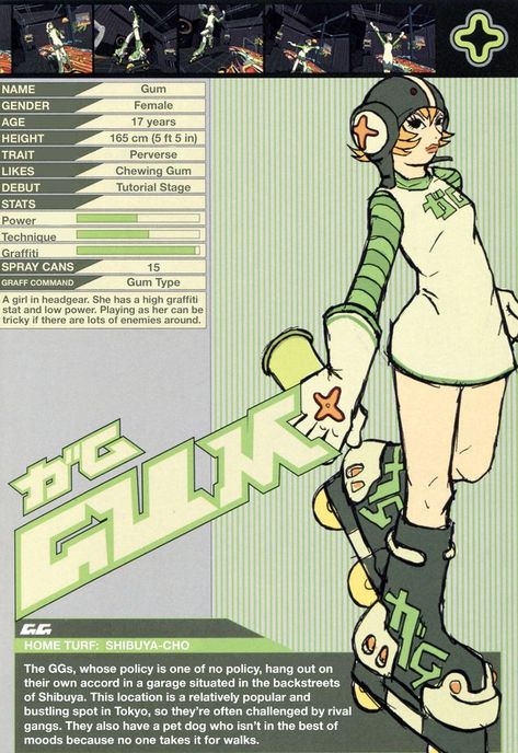 Jetset Radio Art, Jetset Radio, Jet Set Radio, Character Profiles, Retro Gaming Art, Arte Inspo, English Translation, Funky Art, Cartoon Art Styles