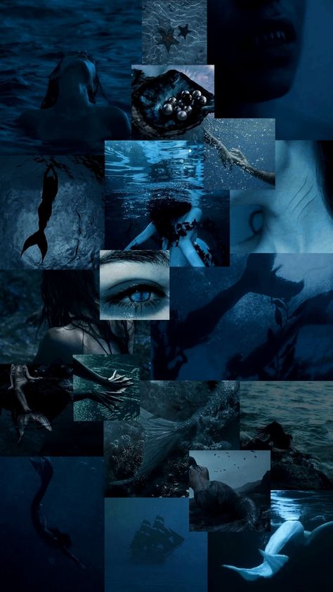 Blue Mermaid Aesthetic, Dark Mermaid Aesthetic, Aesthetic Collage Wallpaper, Corpse Bride Art, Aesthetic Mermaid, Dark Blue Aesthetic, Siren Aesthetic, Dark Mermaid, Mermaid Wallpapers