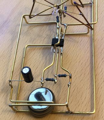 We’re Dreaming of a Circuit Sculpture Christmas | Hack a Day | Bloglovin’ Circuit Sculpture, Electric Art, Steam Engine Model, Christmas Hacks, Electronics Mini Projects, Kinetic Art, Audio Amplifier, Circuit Diagram, Electronic Art