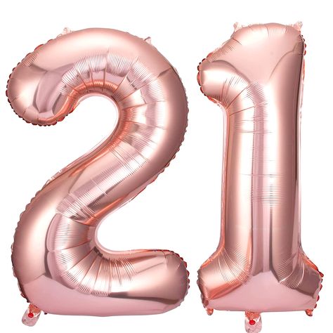 21 Anniversary, Rose Gold Number Balloons, 21 Balloons, Balloons Rose Gold, 21st Wedding Anniversary, Gold Number Balloons, Twenty First Birthday, 21st Anniversary, 21st Birthday Party