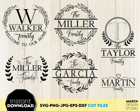 Grab our FREE Monogram SVG Files, Fonts, Alphabets, Frames and Initials. Instant Download and Commercial Use Included. Compatible with Cricut Last Name Monogram, Vinyl Inspiration, Laser Design, Idee Cricut, Door Signs Diy, Svg Wedding, Family Monogram, Split Monogram, Laser Engraved Ideas