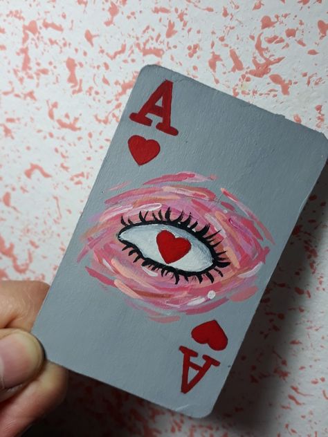 Things To Paint On Cards, Drawing On Cards Deck, Diy Uno Cards Aesthetic, Painting Deck Of Cards Ideas, Painted Card Deck, Diy Card Deck, Playing Cards Design Art, Playing Cards Art Diy, Painting Cards Deck