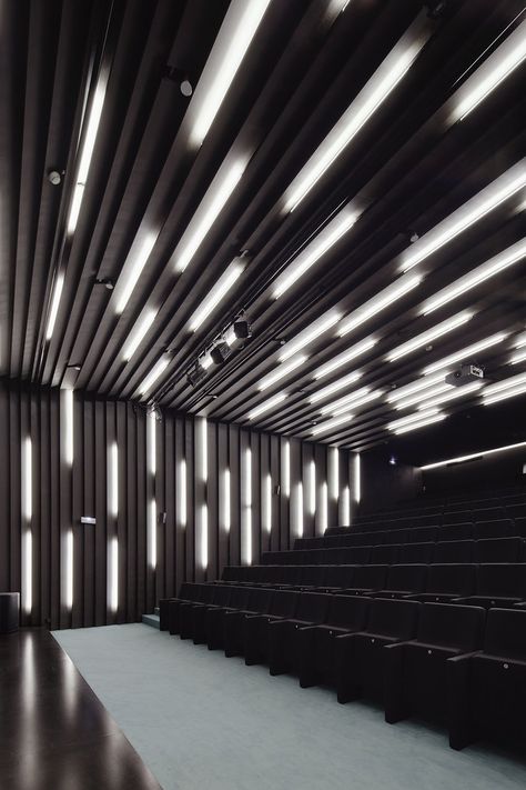 EXTENSION OF THE LISBON AQUARIUM_PEDRO CAMPOS COSTA | AIB Architecture_Obras Lisbon Aquarium, Led Light Installation, Cinema Architecture, Blitz Design, Auditorium Design, Led Accent Lighting, Modern Led Lighting, Led Light Design, Led Light Fixtures