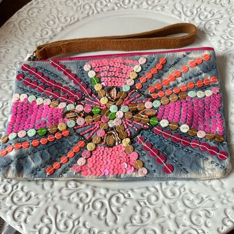 Nwt Katy Did Sequined Wristlet