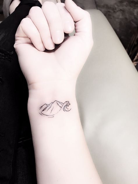 Higher than any mountain, deeper than any sea... Nature Line Tattoo Simple, Traditional Tattoo Artwork, Sea Tattoo, Foot Tattoos For Women, Mountain Tattoo, Waves Tattoo, Foot Tattoo, Foot Tattoos, Small Tattoo