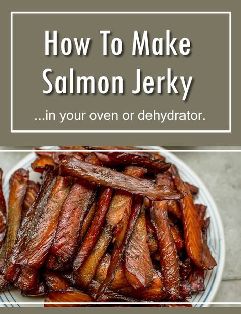 How To Make Salmon Jerky - super easy homemade salmon jerky recipe #homestead #jerky #homesteading #jerkrecipes #homemadejerkyrecipes Salmon Jerky In Oven, Dehydrated Salmon Jerky, Salmon Jerky Recipe Dehydrator, Smoked Salmon Jerky, Salmon Jerky Dehydrator, How To Can Salmon, Dehydrated Fish, Salmon Seasoning Recipe, Salmon Jerky Recipe