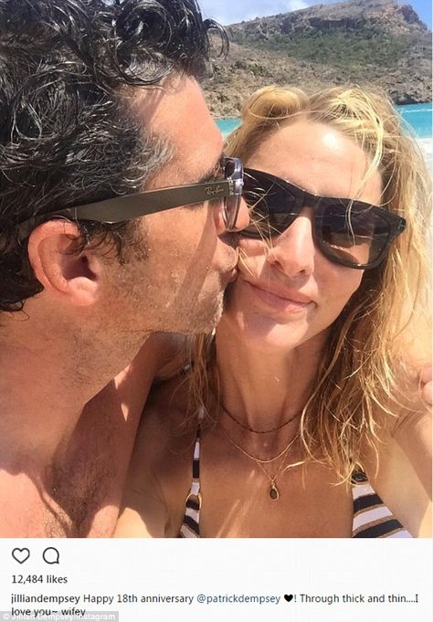 Patrick Dempsey Wife, Jillian Dempsey, Tessa And Scott, 18th Anniversary, Patrick Dempsey, Disney Princess Wallpaper, Rare Photos, Greys Anatomy, Square Sunglasses Women