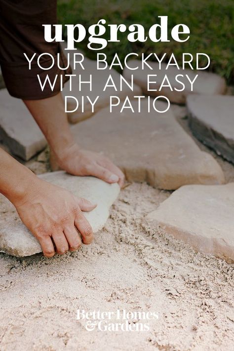 Patio Squares Ideas, Irregular Paver Patio, Diy Backyard Pavers On A Budget, Front Yard Flagstone Patio, Pave Stone Patio Ideas, Backyard Stone Patio Ideas Diy, Paver Patio Diy Easy, No Concrete Patio Ideas, Inexpensive Patio Ideas Diy