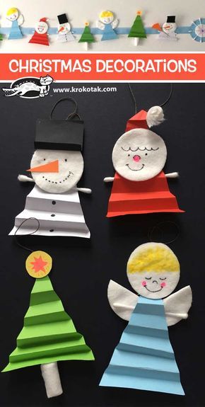 Christmas+Decorations - Basteln mit Kindern Paper Christmas Ornaments, Children Activities, Christmas Craft Projects, More Than, Preschool Christmas, Easy Christmas Crafts, Diy Holiday Decor, Paper Crafts For Kids, Christmas Crafts For Kids