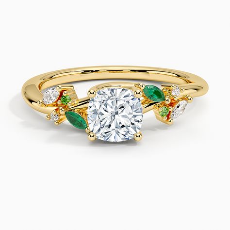 18K Yellow Gold Arden Diamond Ring with Lab Emerald Accents Trellis Ring, Ring Style Guide, Cushion Cut Diamond Engagement Ring, Tacori Engagement Rings, Unique Engagement Ring Settings, Trending Engagement Rings, Diamond Rings Design, Heart Engagement Rings, Lab Diamond Engagement Ring