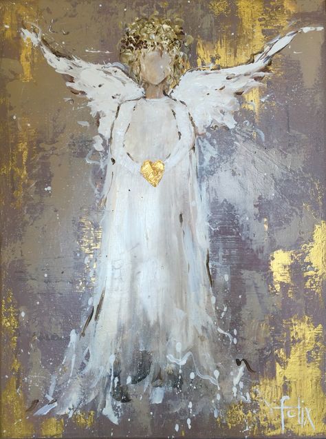 By Anita Felix Felix Painting, Angel Painting Acrylic, Acrylic Angel Painting, Painted Angels, Painting Angels, Angels Painting, Angel Paintings, Angel Artwork, Angel Images