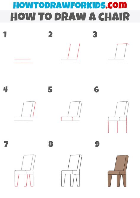 How To Draw Chairs, How To Draw Furniture Step By Step, How To Draw Chairs Step By Step, 3d Chair Drawing, Chair Drawing Simple, How To Draw Furniture, How To Draw A House Step By Step, Chair Sketch, How To Draw A Chair