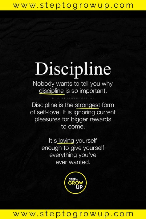 Discipline Is Destiny Quotes, Self Control And Discipline, Motivational Quotes About Discipline, Stay Disciplined Quotes, Discipline Scripture, Disapline Over Motivation, What Is Discipline, Self Discipline Affirmations, Discipline Tattoo Ideas