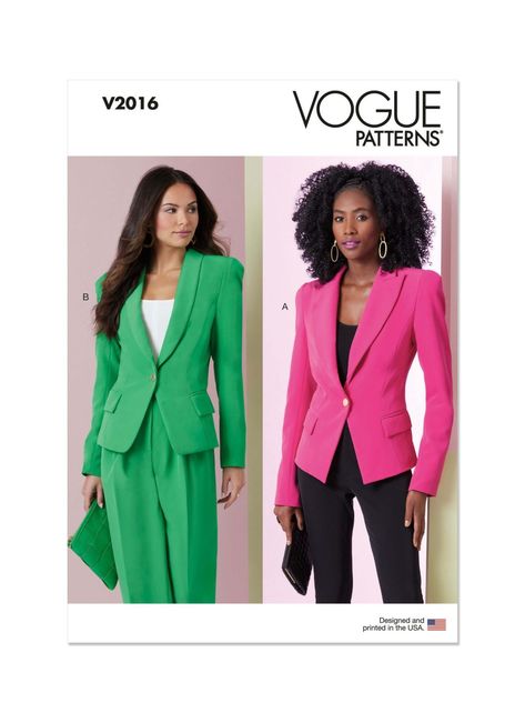 Vogue Sewing Patterns - Page 2 - Sewdirect Shawl Collar Jacket, Triangle Body Shape, Jacket Pattern Sewing, Vogue Sewing, Fitted Jacket, Vogue Sewing Patterns, Sewing Fabrics, Vogue Patterns, Womens Sewing Patterns