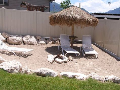 Backyard Escape, Large Backyard Landscaping, Yard Inspiration, Beach Backyard, Desert Climate, Cheap Backyard, Backyard Designs, Backyard Beach, Beach Garden