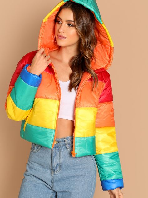 Silver Puffer Jacket, Leather Store, Hooded Puffer Jacket, Women Jackets, Skiing Outfit, Jacket For Women, Quilted Coat, Rainbow Color, Leather Outfit