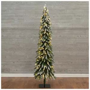 Best Slim Flocked Christmas Tree, Hobby Lobby Pencil Tree, Slim Christmas Tree Ideas Decorating, Slender Christmas Tree, 5 Foot Christmas Tree, Slim Christmas Tree, Faux Christmas, Hobby Lobby Christmas, Pre Lit Christmas Tree